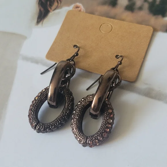 COLDWATER CREEK Chocolate Chain Link Earrings - Picture 1 of 5